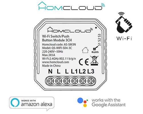 Modulo pulsante/interruttore wifi 3ch da incasso